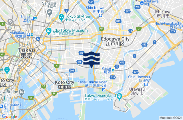 Katsushika Ku, Japanの潮見表地図