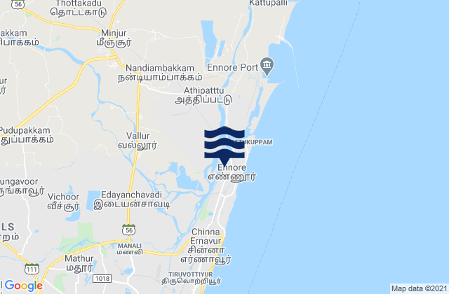 Kattivākkam, Indiaの潮見表地図