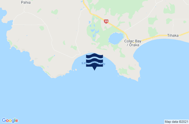 Kawakaputa Bay, New Zealandの潮見表地図