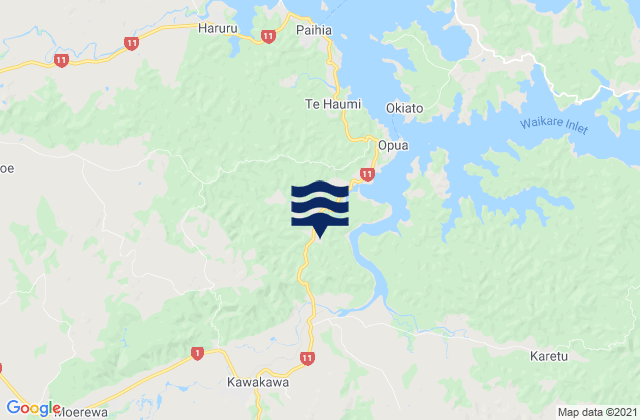 Kawakawa, New Zealandの潮見表地図