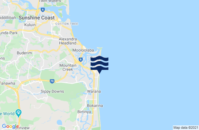 Kawana Waters, Australiaの潮見表地図