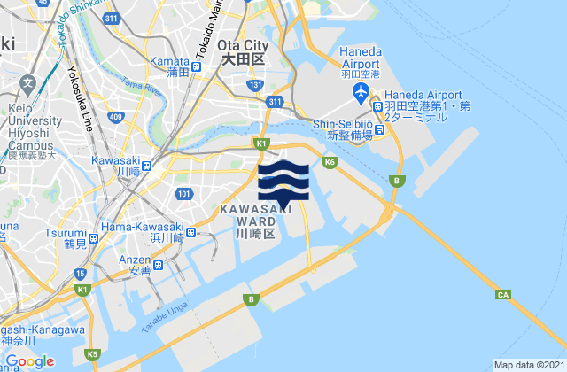 Kawasaki (Siohama Unga), Japanの潮見表地図