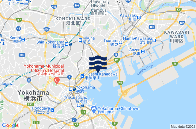 Kawasaki-shi, Japanの潮見表地図