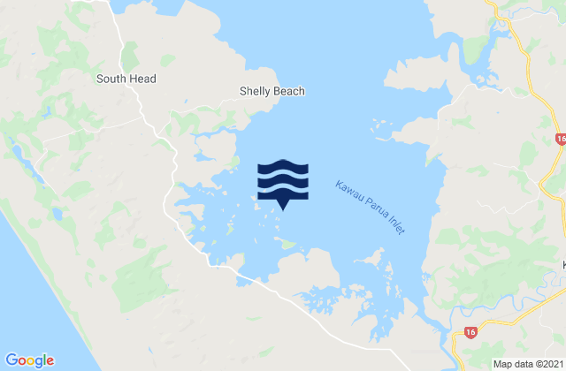 Kawau Parua Inlet, New Zealandの潮見表地図