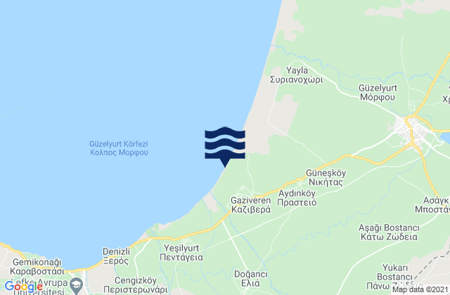 Kaziverá, Cyprusの潮見表地図
