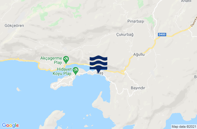 Kaş, Turkeyの潮見表地図