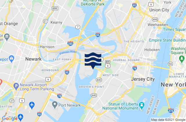 Kearny Point, United Statesの潮見表地図