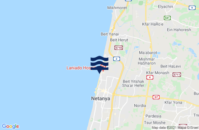 Kefar Yona, Israelの潮見表地図