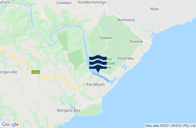 Kei Mouth, South Africaの潮見表地図