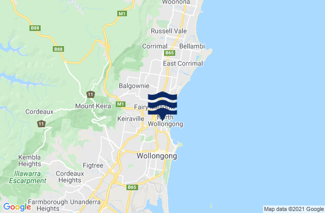 Keiraville, Australiaの潮見表地図