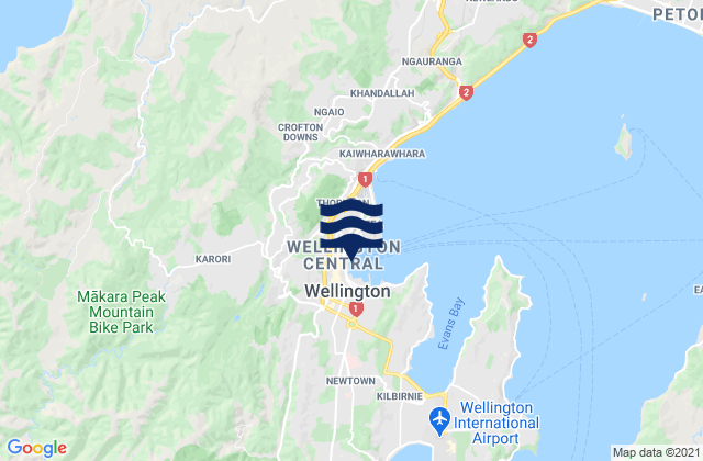 Kelburn, New Zealandの潮見表地図