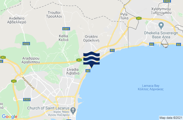 Kelliá, Cyprusの潮見表地図
