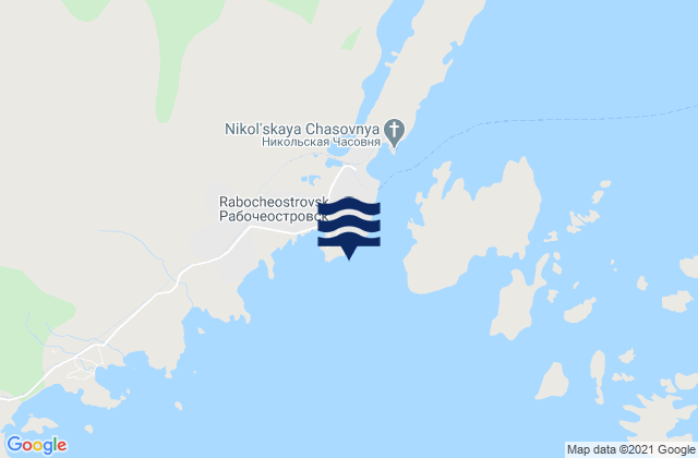 Kem Popov Island, Russiaの潮見表地図