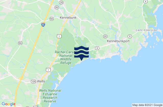 Kennebunk, United Statesの潮見表地図