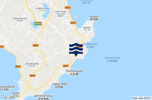 Kerencun, Chinaの潮見表地図