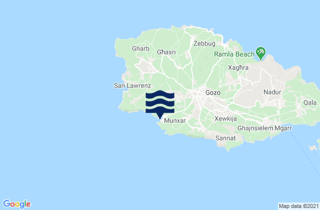 Kerċem, Maltaの潮見表地図