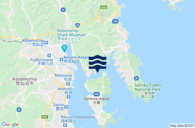 Kesennuma Wan, Japanの潮見表地図