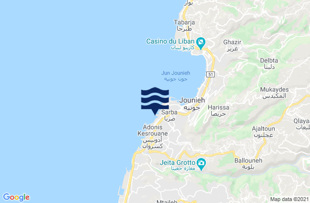 Keserwan District, Lebanonの潮見表地図