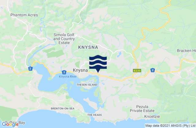 Keurbooms, South Africaの潮見表地図