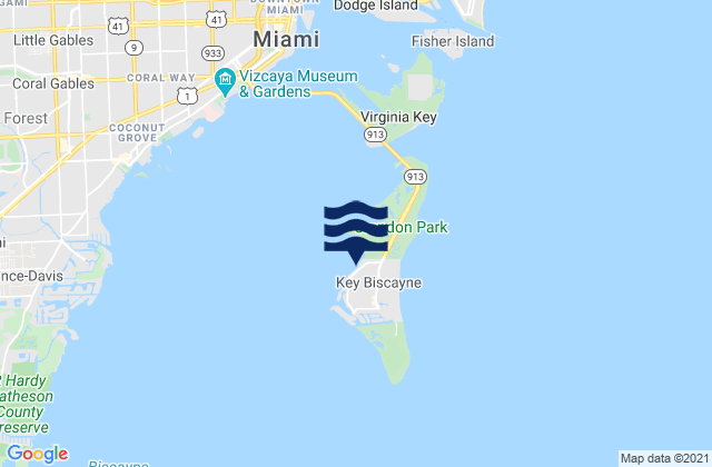 Key Biscayne Yacht Club Biscayne Bay, United Statesの潮見表地図