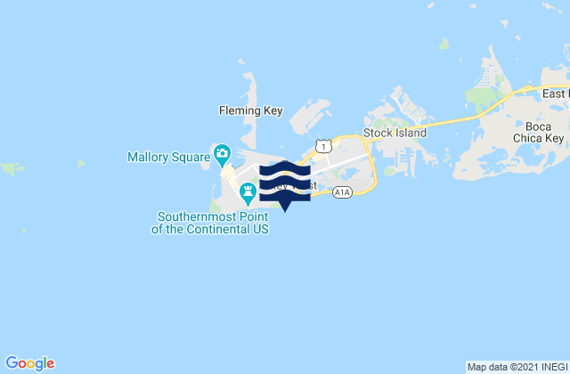 Key West South Side White Street Pier, United Statesの潮見表地図