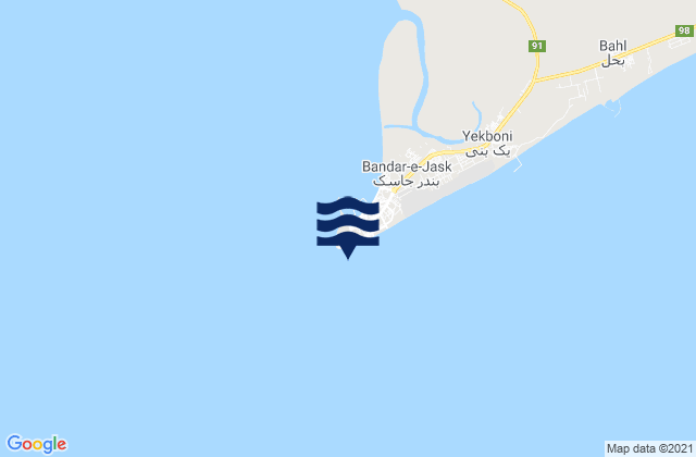 Khalij-e Jask, Iranの潮見表地図