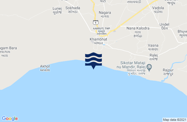 Khambhāt, Indiaの潮見表地図
