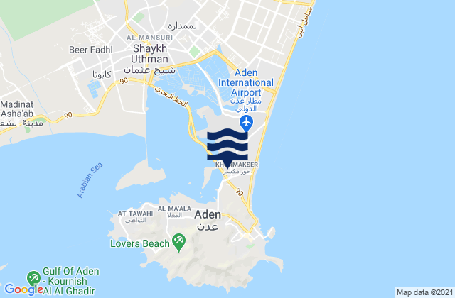 Khawr Maksar, Yemenの潮見表地図