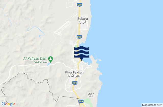 Khor Al Fakkan, Iranの潮見表地図