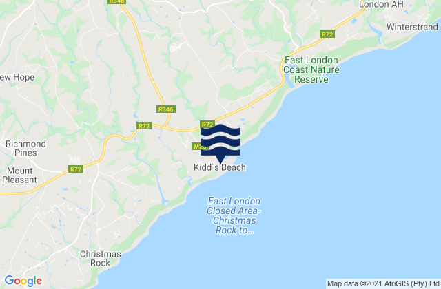 Kidd's Beach, South Africaの潮見表地図