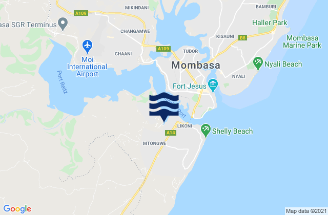 Kilindini Harbour, Tanzaniaの潮見表地図