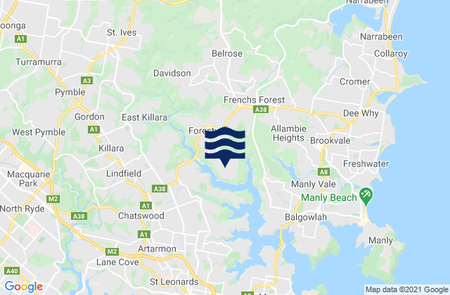 Killarney Heights, Australiaの潮見表地図