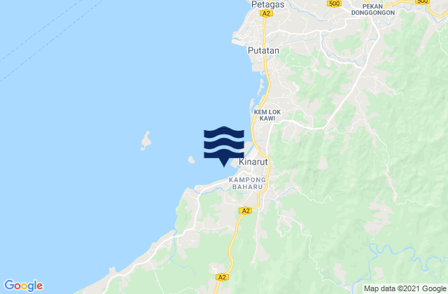 Kinarut, Malaysiaの潮見表地図