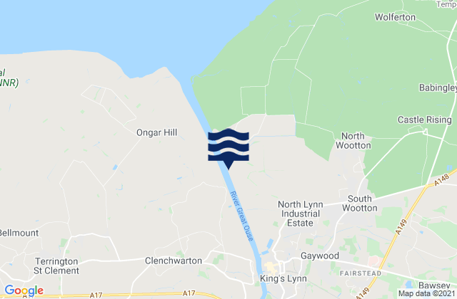 King's Lynn, United Kingdomの潮見表地図