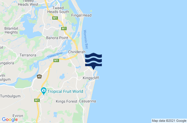 Kingscliff, Australiaの潮見表地図