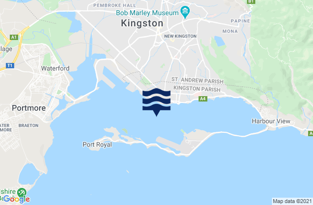 Kingston Harbour, Jamaicaの潮見表地図
