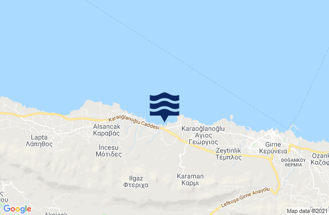 Kiomourtzoú, Cyprusの潮見表地図