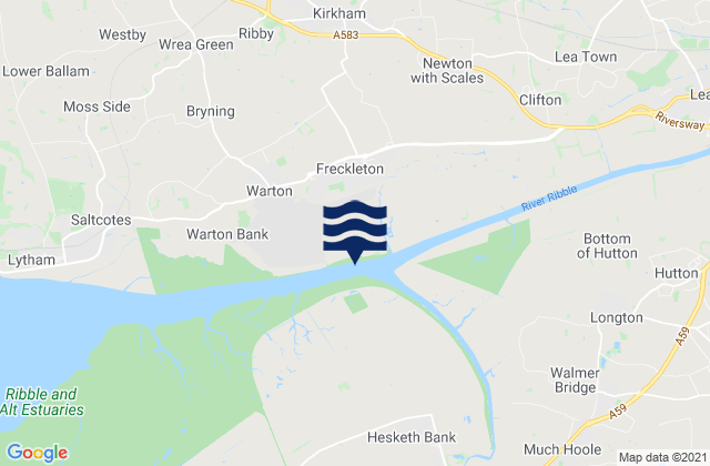 Kirkham, United Kingdomの潮見表地図