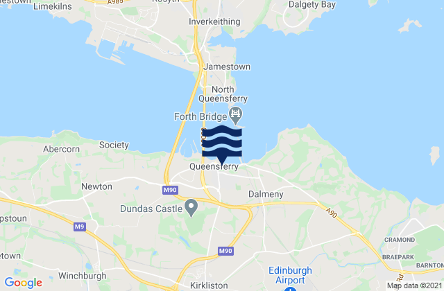 Kirkliston, United Kingdomの潮見表地図