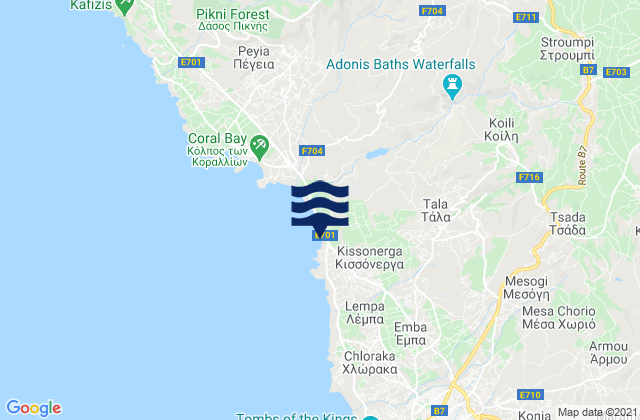 Kissónerga, Cyprusの潮見表地図