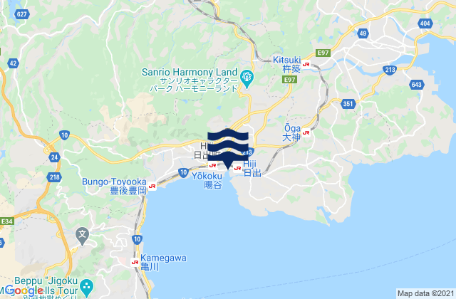 Kitsuki Shi, Japanの潮見表地図
