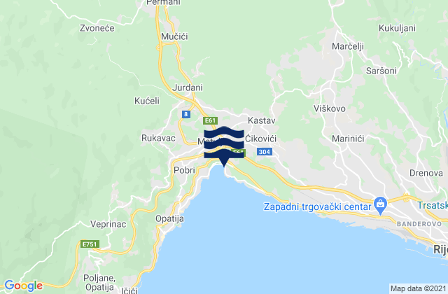 Klana, Croatiaの潮見表地図