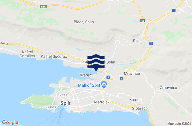 Klis, Croatiaの潮見表地図
