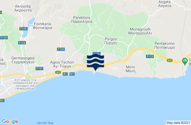 Klonári, Cyprusの潮見表地図