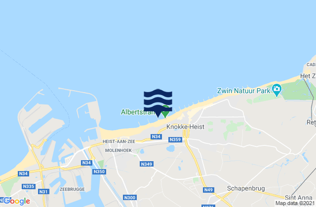Knokke-Heist, Netherlandsの潮見表地図