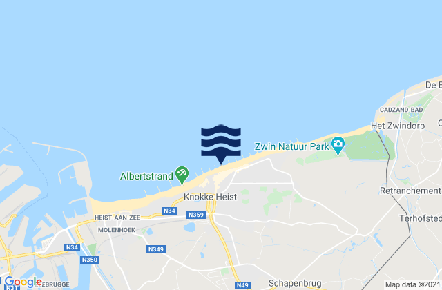 Knokke-Strand, Belgiumの潮見表地図
