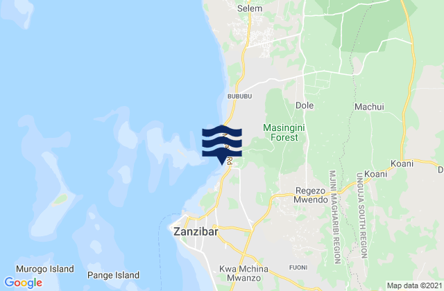 Koani, Tanzaniaの潮見表地図