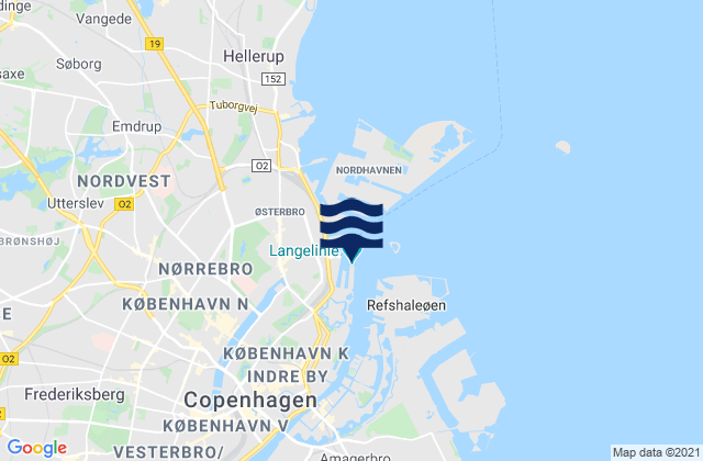 Kobenhavn (Copenhagen) Baltic Sea, Denmarkの潮見表地図