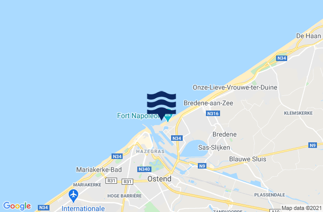 Koekelare, Belgiumの潮見表地図