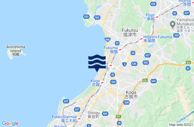 Koga-shi, Japanの潮見表地図